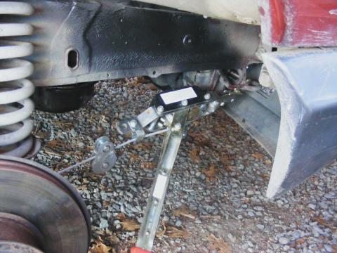 Pulling the W126 front suspension forward with a come-along